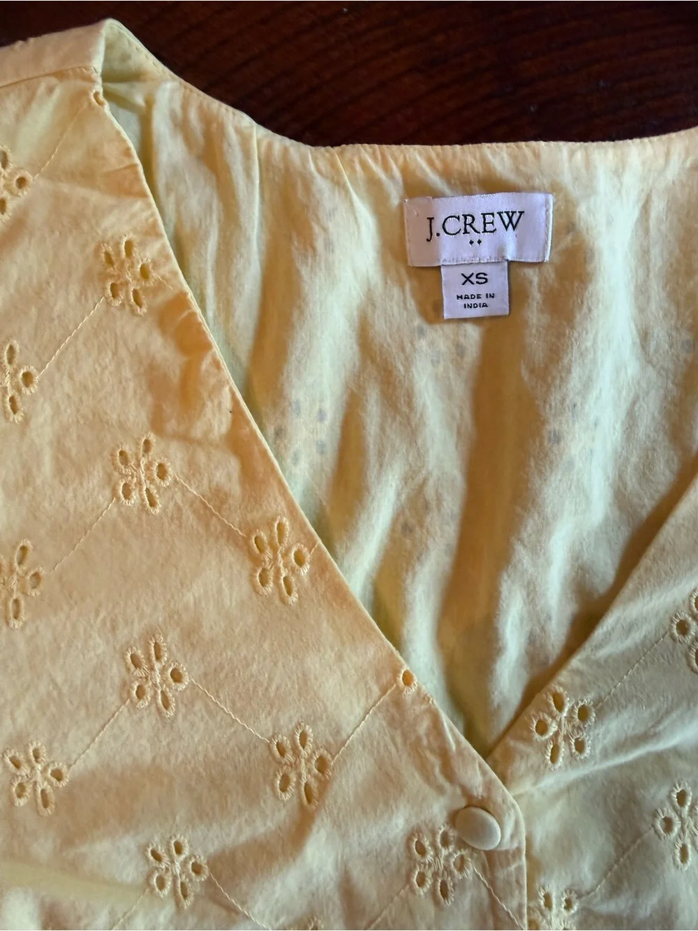 J. Crew Eyelet Button-Front Puff Sleeve Top